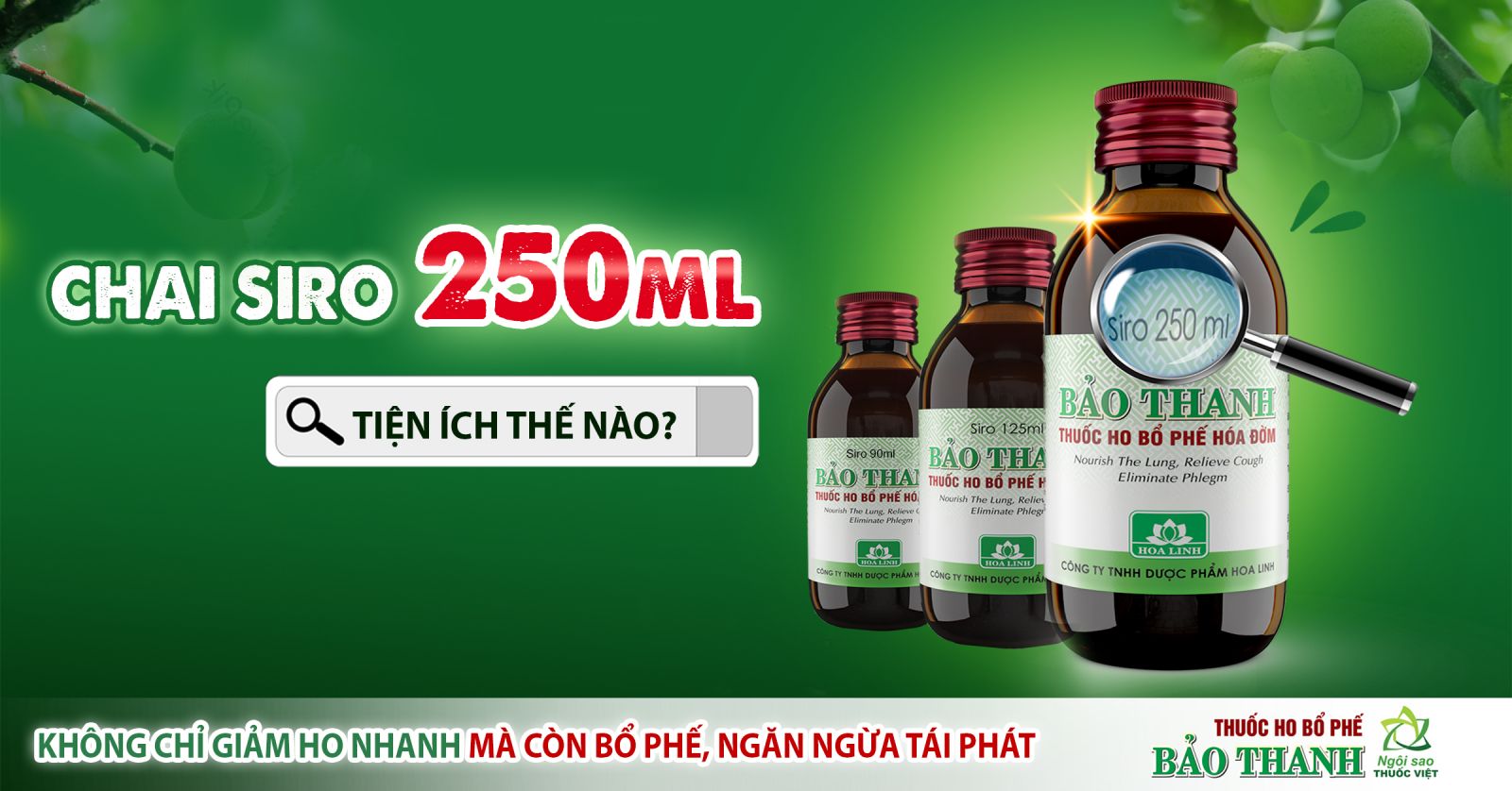 Thuốc ho bổ phế Bảo Thanh - Tiện ích của dạng chai siro 250ml